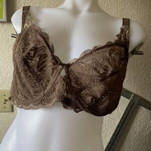 Paramour Brown Lace Bra Full Coverage Underwire Support 42D‎